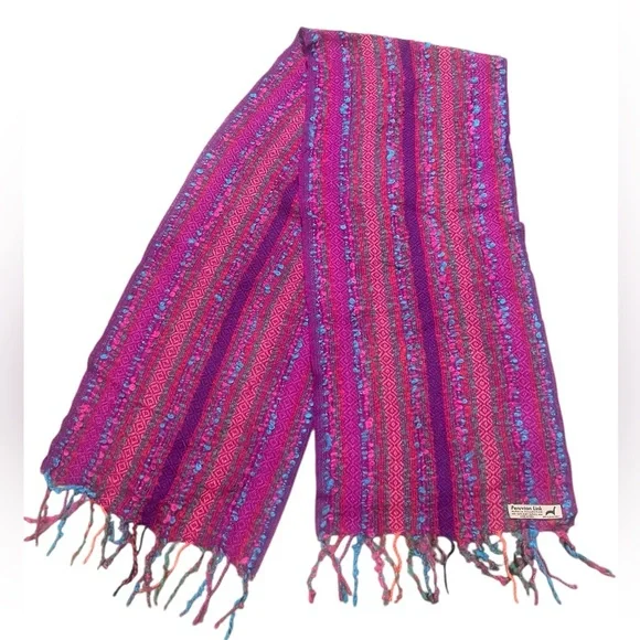 Peruvian Link colorful striped baby alpaca scarf Made in Peru art to wear - Picture 2 of 7